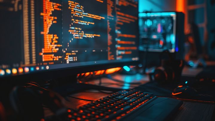 computer of a programmer with lines code of software, internet, software, programmer background image and wallpaper for free download